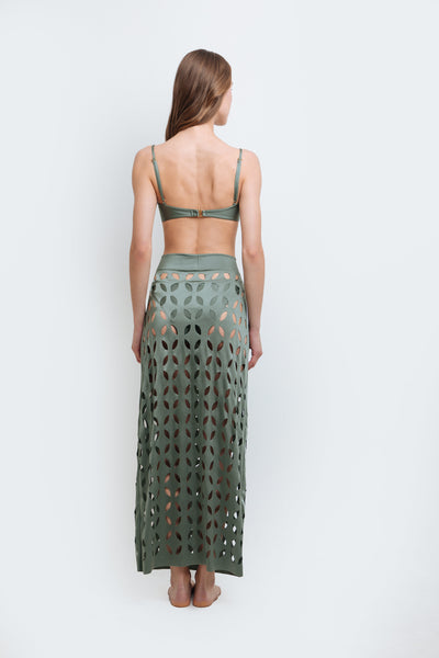 Filipa Pistachio Laser Cut Skirt