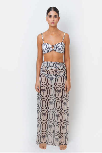Alma Navy Palms Skirt