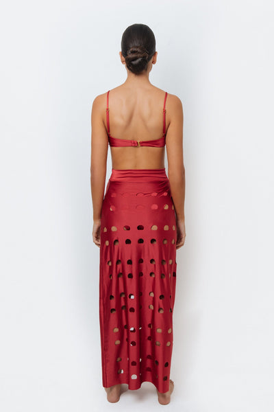 Filipa Red Laser Cut Skirt