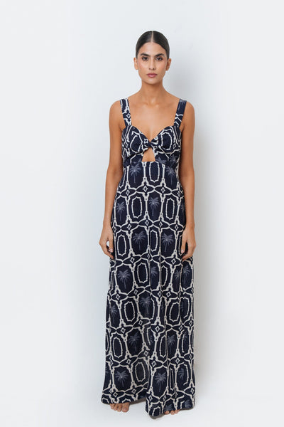 Macy Navy Palms Dress