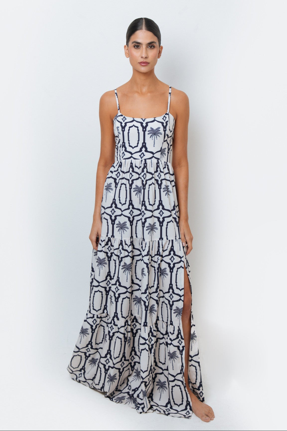 Ivette Navy Palms Dress