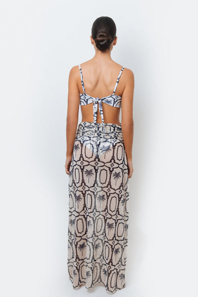 Alma Navy Palms Skirt
