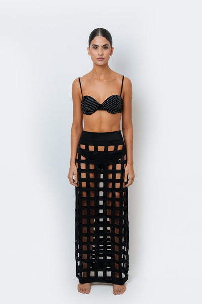 Filipa Black Laser Cut Skirt
