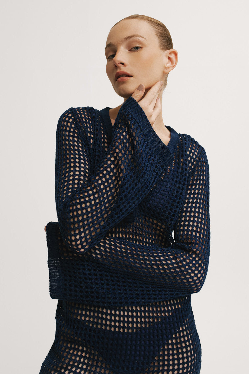 Close-up of Brisa Night Dress showing mesh texture and neckline.