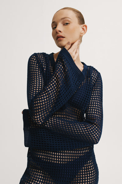 Close-up of Brisa Night Dress showing mesh texture and neckline.