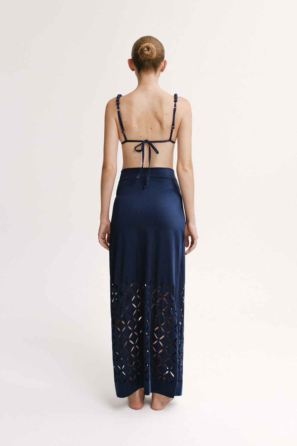 Back view of Filipa Night Skirt showing smooth high-waist fit.