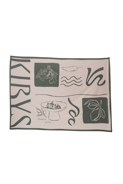 Kibys brand scarf with graphic design on a white background