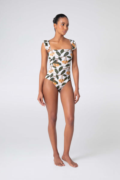 Durian Ruffled Shoulder One Piece