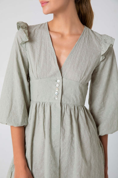 CLEARANCE Eyelet Buttoned Mini Dress