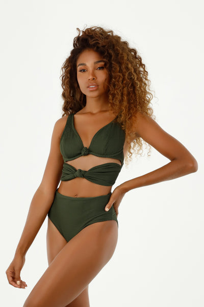Texturas Military Green Two Piece Bikini Top