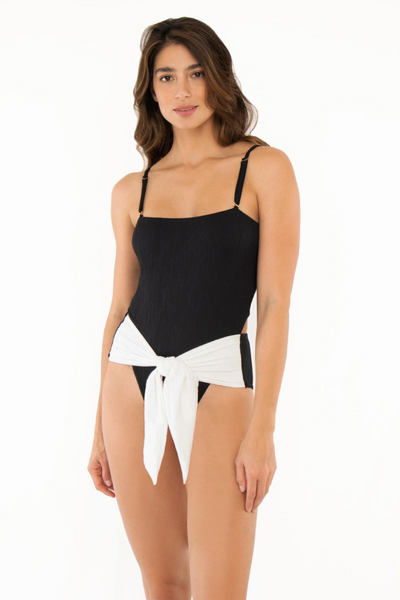 Bicolor Belted One Piece