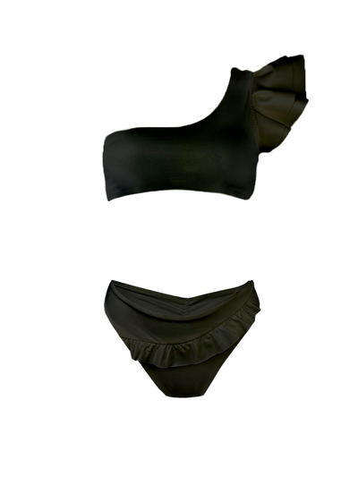 Palette Ruffled Black Bikini Bottom