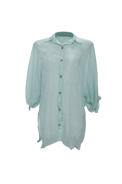Cebra Sleeve-Tie Coverup Shirt