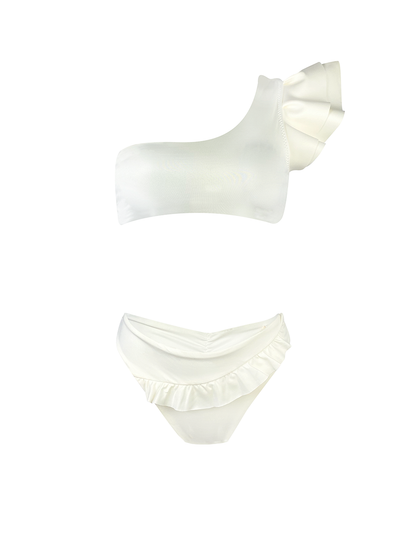 Palette Ivory Ruffled Bikini Top